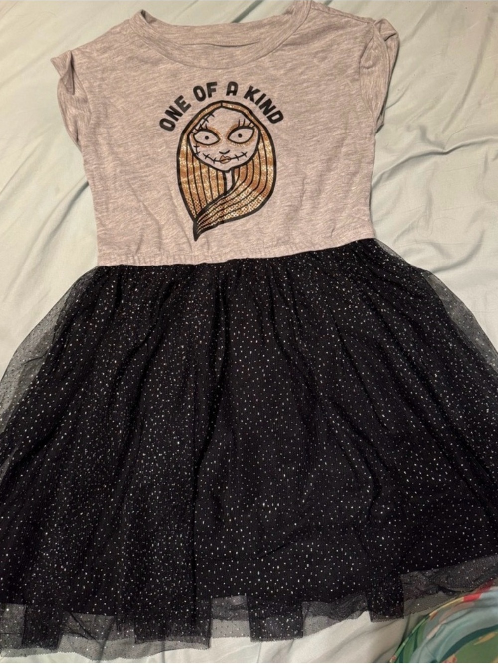 Grey Black Girls Tulle Dress Nightmare Before Christmas XS 4 5 Disney Tim Burton